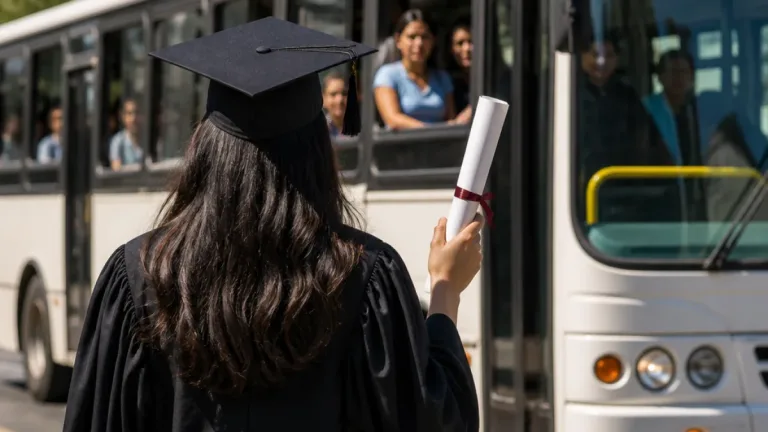 Egresada agradece a la Ruta 17 con una foto tras terminar la universidad